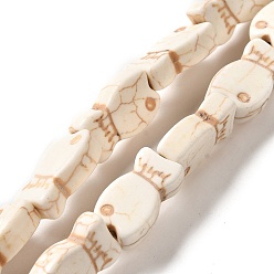 Желтая Старая Ткань  Синтетические бусины, окрашенные в бирюзовый цвет, рыба, старое кружево, 19x11x5.5 мм, отверстие : 1 мм, около 20 шт / нитка, 15'' (38.1 см)