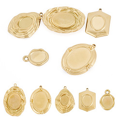 Настоящее золото 18K 5шт 5 стили 304 настройки подвески из нержавеющей стали кабошон, ионное покрытие (ip), разнообразные, реальный 18 k позолоченный, лоток : 10~18x7.5~13 мм, 17~31x12~31x2~3.5 мм, отверстие : 1.4~1.8 мм, 1 шт / стиль