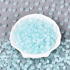 Bleu Ciel Clair Perles de verre de style banc de tirage de qualité A de FGB, rondelle, imitation chat perles oeil, lumière bleu ciel, 7.5x4.5mm, Trou: 1.2~1.4mm, environ 1250 pcs / livre