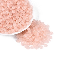 Misty Rose Imitation Jade Glass Seed Beads, Rondelle, Misty Rose, 6x3mm, Hole: 1.2~1.6mm, about 2500pcs/pound