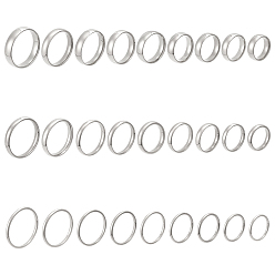 Платина 27 шт. 27 стильные кольца из нержавеющей стали для женщин, платина, 2~6 мм, внутренний диаметр: 15.5~22.9 мм, 1 шт / стиль