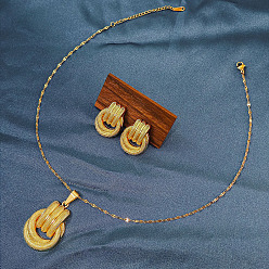 Ring Комплект из ожерелья с подвеской из сплава и сережек-гвоздиков для женщин, золотые, кольцо, 405 мм и 35x22 мм