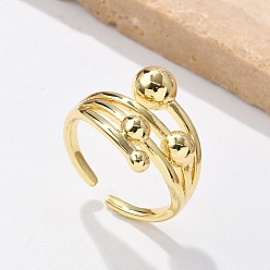 Настоящее золото 18K Латунь манжеты кольца, без кадмия и без свинца, круглые, реальный 18 k позолоченный, 16 мм, внутренний диаметр: регулируемый