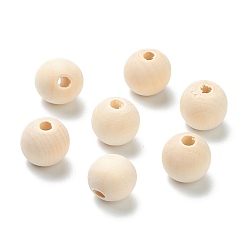 Wheat Natural Unfinished Wood Beads, Round Wooden Loose Beads, Wheat, 16x15mm, Hole: 4mm, about 420pcs/500g