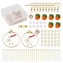 Mixed Color Persimmon Bumpy Dangle Earrings Making Kits, Including ABS Plastic Imitation Pearl Beads, Iron Wire Pendants, Alloy Cubic Zirconia Charms, Persimmon Bumpy Lampwork Beads, Iron Earring Findings, DIY Jewelry Making Kit, Mixed Color, Persimmon Bumpy Beads: 6pcs/box