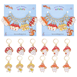 (52) Непрозрачная лаванда Осенняя тема, сплав, эмаль, гриб, эльф, подвеска, маркеры для петель с замком, золотистый тон 304 маркер стежка с застежкой-карабином из нержавеющей стали, разноцветные, 4 см, 12 шт / комплект