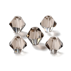 Серый К 9 стекло, имитация Австрийские кристаллические шарики, граненые, двухконусные, серые, 6x6x6 мм, отверстие : 0.9 мм
