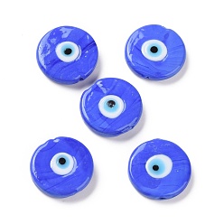 Розово-Коричневый Ручной зло бусины глаз, плоско-круглые, розово-коричневый, 17~17.5x4 мм, отверстие : 1.2 мм