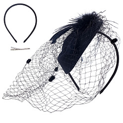 Черный Резинки для волос из сетчатой вуали, с зажимом из сплава, аксессуары для волос для женщин и девушек, чёрные, 230x290x46 мм