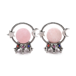 Розовый Кварц Сфера из натурального розового кварца, с пьедесталом из легированной эмали, звезды с луной, античное серебро, 79x82x50 мм