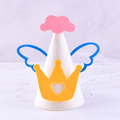 White Cloud & Wing Cloth Party Hats Cone, for Kids Birthday Party Decorations Supplies, White, 120x185mm