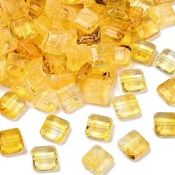 Золотистый Непрозрачные акриловые бусины, квадратный, граненые, золотые, 15.5x15.5x7.5 мм, отверстие : 1.4 мм, о 327~454 шт / 500 г.