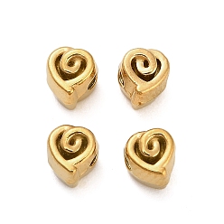 Настоящее золото 18K 304 из нержавеющей стали бусы, сердце, ионное покрытие (ip), реальный 18 k позолоченный, 4.5x4x4 мм, отверстие : 1.4 мм