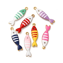 Fish 304 из нержавеющей стали шармы эмали, морское животное, золотые, рыба, 18.5x4.5x2.5 мм, отверстие : 0.9 мм