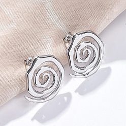 Нержавеющая Сталь Цвет 304 серьги-гвоздики из нержавеющей стали для женщин, спираль, цвет нержавеющей стали, 27 мм