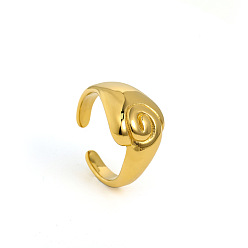 Golden 304 Stainless Steel Cuff Open Rings, Spiral Shape, Golden, 15~20mm