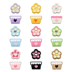 (52) Непрозрачная лаванда 36шт 18 стили окрашенные в духовом шкафу бусины из сплава, цветок и цветочный горшок, разноцветные, 8~10.5x10~12x4~4.5 мм, отверстие : 1.3 мм, 2 шт / стиль