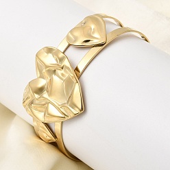 Сердце Стильные 304 из нержавеющей стали манжеты браслеты, широкие браслеты для женщин, ионное покрытие (ip), реальный 18 k позолоченный, сердце, внутренний диаметр: 2.56x2.20 дюйм (6.5x5.6 см)