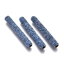 Свет Сапфира Полимерная глина бисера горный хрусталь трубки, с латунной фурнитурой , света сапфир, 35~35.5x5~5.5 мм, отверстие : 2.5 мм