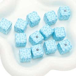 Синий 2шт. напечатанные непрозрачные акриловые квадратные бусины, синие, 16x16 мм