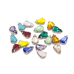 (52) Непрозрачная лаванда Шить на горный хрусталь, k 9 стеклянный страз, настройки латунных зубцов платинового тона, аксессуары для одежды, граненые, слеза, разноцветные, 10x6x4 мм, отверстие : 0.9 мм
