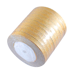 Yellow Glitter Metallic Ribbon, Sparkle Ribbon, with Silver Metallic Cords, Valentine's Day Gifts Boxes Packages, Yellow, 3/8 inch(8mm), about 25yards/roll(22.86m/roll), 10rolls/group