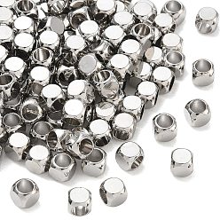 Platinum Brass Spacer Beads, Cube, Cadmium Free & Lead Free, Rack Plating, Long-Lasting Plated, Platinum, 5x5x5mm, Hole: 3.5mm