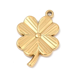 Настоящее золото 18K 304 подвески из нержавеющей стали, ионное покрытие (ip), клевер очарование, реальный 18 k позолоченный, 25.5x18.5x2.5 мм, отверстие : 1.8 мм