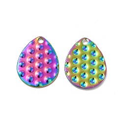 Rainbow Color Ионное покрытие (ip) 304 подвески из нержавеющей стали, очарование слезы, Радуга цветов, 18.5x14x1 мм, отверстие : 1.6 мм