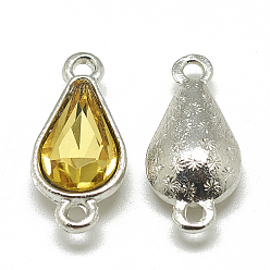 Золотистый Соединители звеньев сплава стекла, слеза, платина, золотые, 21x10x5~6 мм, отверстие : 2 мм