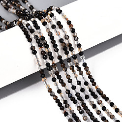 (946F)Морозный цвет внутри  Жонкиль / Непрозрачная зеленая подкладка Натуральный черный агат бисер нитей, круглые, граненые, окрашенная и подогревом, 2~2.5 мм, отверстие : 0.5 мм, около 165~189 шт / нитка, 14.96~15.75''' (38~40 см)