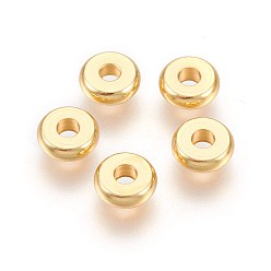 Real 24K Gold Plated 304 Stainless Steel Spacer Beads, Flat Round, Real 24k Gold Plated, 6x2mm, Hole: 1.8mm