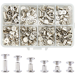 Нержавеющая Сталь Цвет 90шт. 6 виды стальных заклепок-заклепок винт с торцевой головкой, для переплета альбомов фотоальбомов и кожаных седел кошельков ремонт ремня, цвет нержавеющей стали, 9.5~9.8x4~13 мм, 15 шт / стиль
