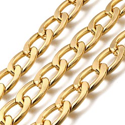 Золотой Алюминий обуздать цепи, с катушкой, несварные, золотые, 15x9.5x2.5 мм, около 32.81 футов (10 м) / рулон