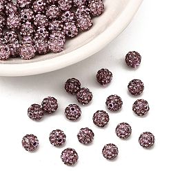 Свет Аметист Бусины со стразами, полимерная глина , pave disco бусины, класс А, круглые, п.п. 6, светлый аметист, С. 6 (1.3~1.35 мм), 4 мм, отверстие : 1 мм