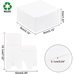 Белый Складная творческая коробка крафт-бумаги, свадебные подарочные коробки, ящик для подарков, бумажная подарочная коробка, прямоугольные, белые, 8x8x4 см