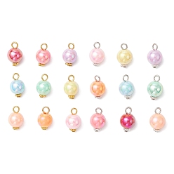 (52) Непрозрачная лаванда Непрозрачные акриловые подвески, с фурнитурой железной и сплавочной, круглые, разноцветные, 15x10 мм, отверстие : 2.5 мм