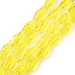 Золотистый Прозрачные стеклянные бусины, граненые, двухконусные, золотые, 12x6 мм, Отверстие : 1 мм, около 50 шт / нитка, 23.98'' (60.9 см)