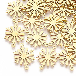 Золотой 201 соединительные звенья нержавеющие, лазерная резка, снежинка, золотые, 20x13.5x1 мм, отверстие : 1.2 мм