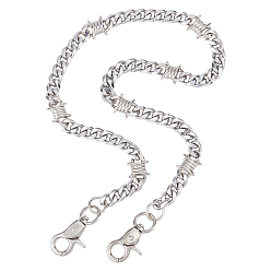 Платиновый & Цвет Нержавейки 1Брюки из колючей проволоки из нержавеющей стали, декоративные цепи для брюк в стиле панк, Сплав с застежками, платины и нержавеющая сталь цвет, 657 мм