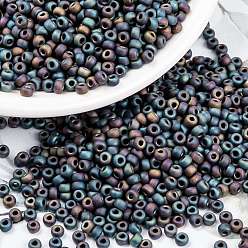(RR401FR) Matte Black AB MIYUKI Round Rocailles Beads, Japanese Seed Beads, (RR401FR) Matte Black AB, 8/0, 3mm, Hole: 1mm, about 19000~20500pcs/pound