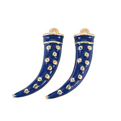 Полуночно-синий Стойки обшивки сплава эмали подвески, без кадмия, без никеля и без свинца, перец, золотой свет, темно-синий, 28x19x4 мм, отверстие : 1.5 мм