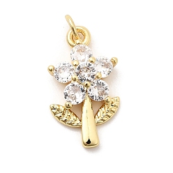 Цветок Латунные микро проложить кубического циркония подвески, долговечный, без свинца и без кадмия, стойки покрытие, с целью перехода в кольце, реальный 18 k позолоченный, цветок, 17.5x10x4.5 мм, отверстие : 2.5 мм
