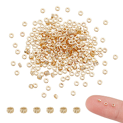 Настоящее золото 18K 300 латунные бусины шт., колонка, реальный 18 k позолоченный, 2x1 мм, отверстие : 1 мм