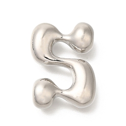 Letter S Стойки обшивки латунные бусины, письмо-шар, для изготовления именных ожерелий, долговечный, без свинца и без кадмия, платина, Письмо с, 23.5x17x6.5 мм, отверстие : 2 мм