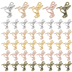 Couleur Mélangete 250 pcs 5 pendentifs en alliage de zinc de couleurs, breloques oiseaux, couleur mixte, 19x18x2mm, Trou: 2mm, 50 pcs / couleur