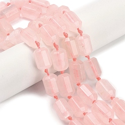 Розовый Кварц Природного розового кварца нитей бисера, граненые, колонка, 13~15x8.5~9x8.5~9 мм, отверстие : 1 мм, около 26 шт / нитка, 16.73 дюйм (42.5 см)