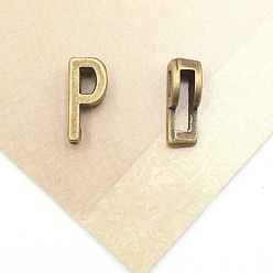 Letter P Тибетский стиль сплава Silde амулеты, Письмо ~ Z, античная бронза, Письмо P, 11x5x4 мм, отверстие : 7x2 мм