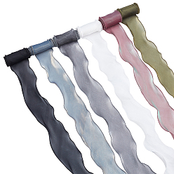 (52) Непрозрачная лаванда 12ярдов 6 цветов полиэстеровой марлевой ленты, аксессуары для одежды, разноцветные, 3-1/8~3-1/2 дюйм (80~90 мм), 2 ярдов / цвет