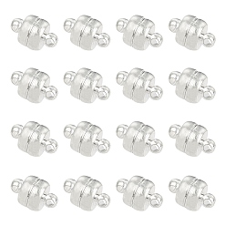 Silver Brass Magnetic Clasps with Loops, Oval, Silver, 11x7mm, Hole: 1.5mm, 100sets/box